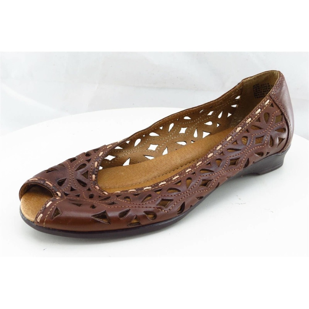 Strictly Comfort Women Sz 8 M‎ Brown Smoking Flats Leather Shoes 0262013